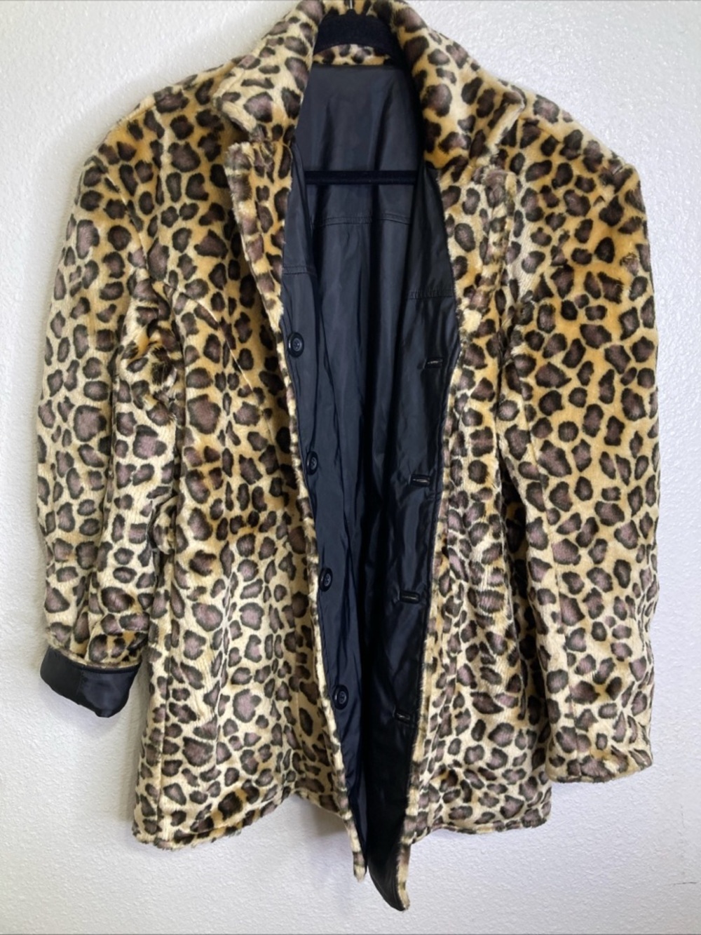 Leopard Print Faux Fur Coat - Women
